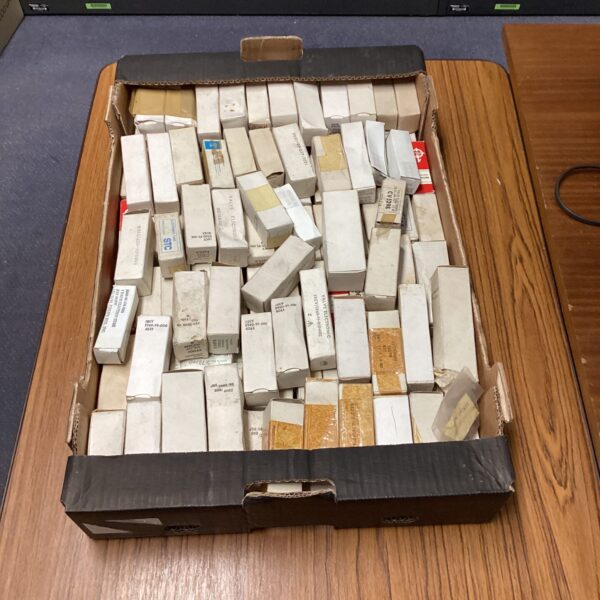 Tray of vintage military valves for collectors and restoration.