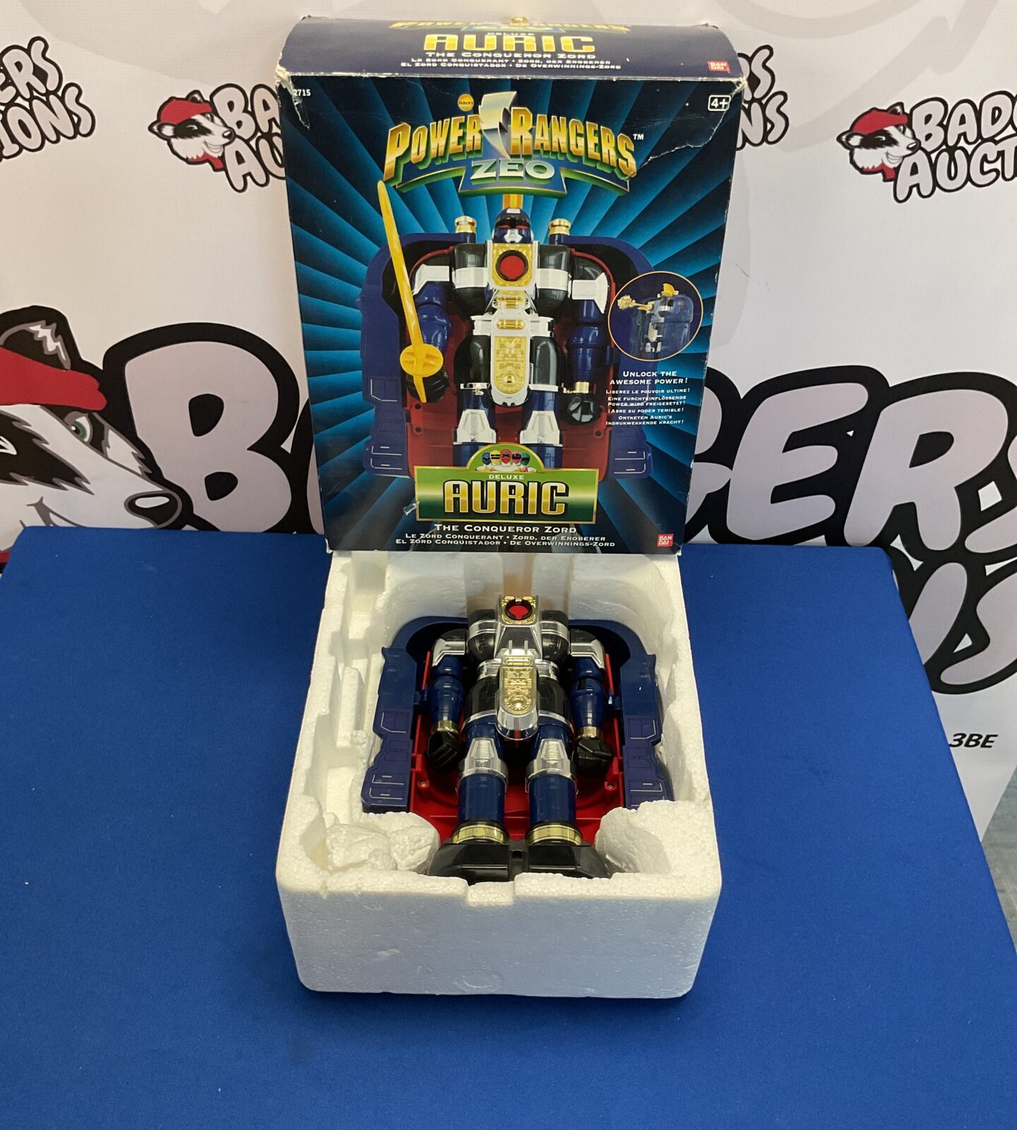 Retro 1997 Saban Bandai Boxed Power Ranger Zeo Deluxe Auric The Conqueror Zord With Insert