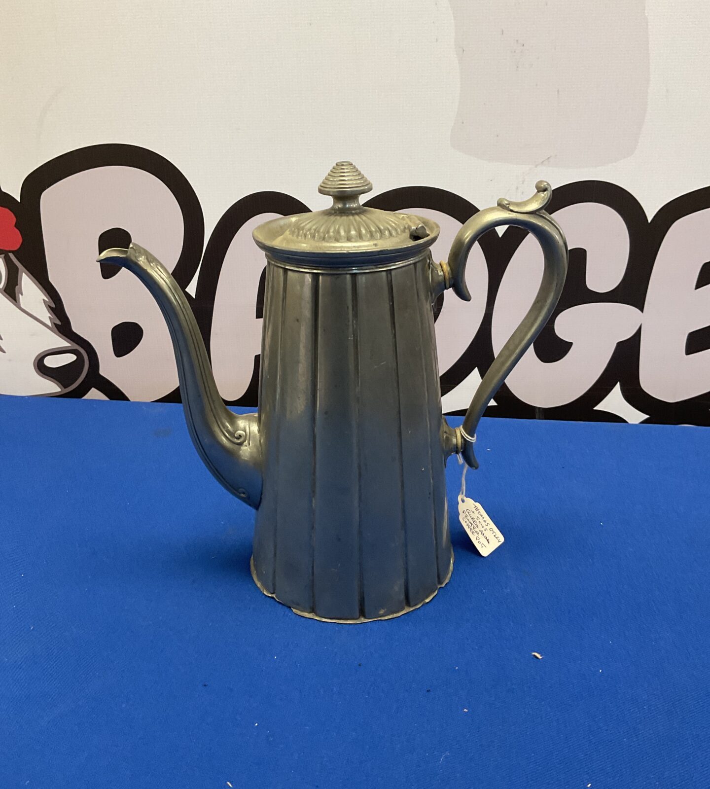 Antique Thomas Otley and Sons Queen Anne pewter coffee pot
