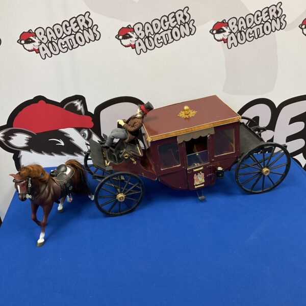 Vintage scratch built coach with figure & horse