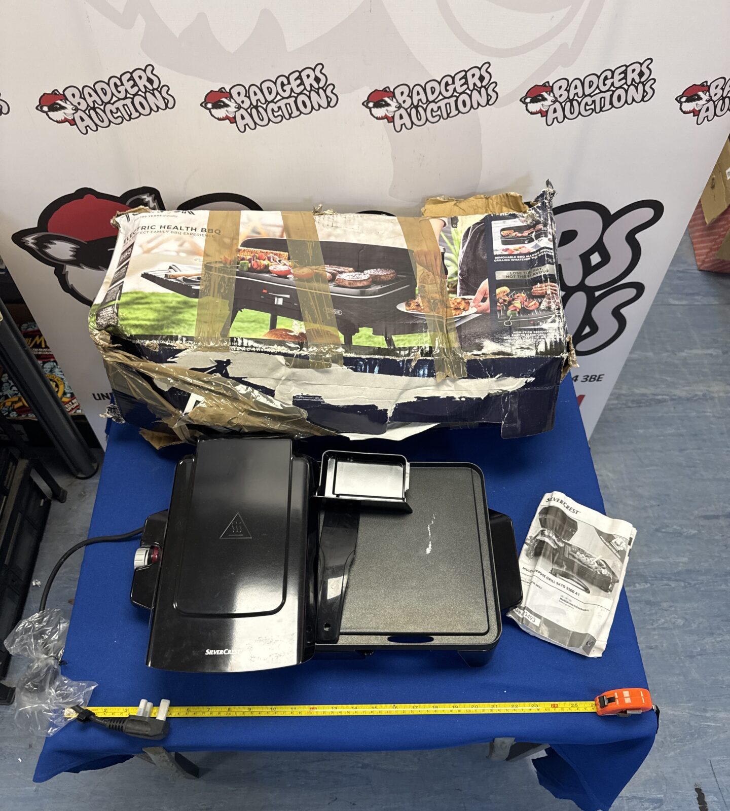Two electric grills inc tower & silvercrest - both appear unused, silvercrest has scratch on cooking surface