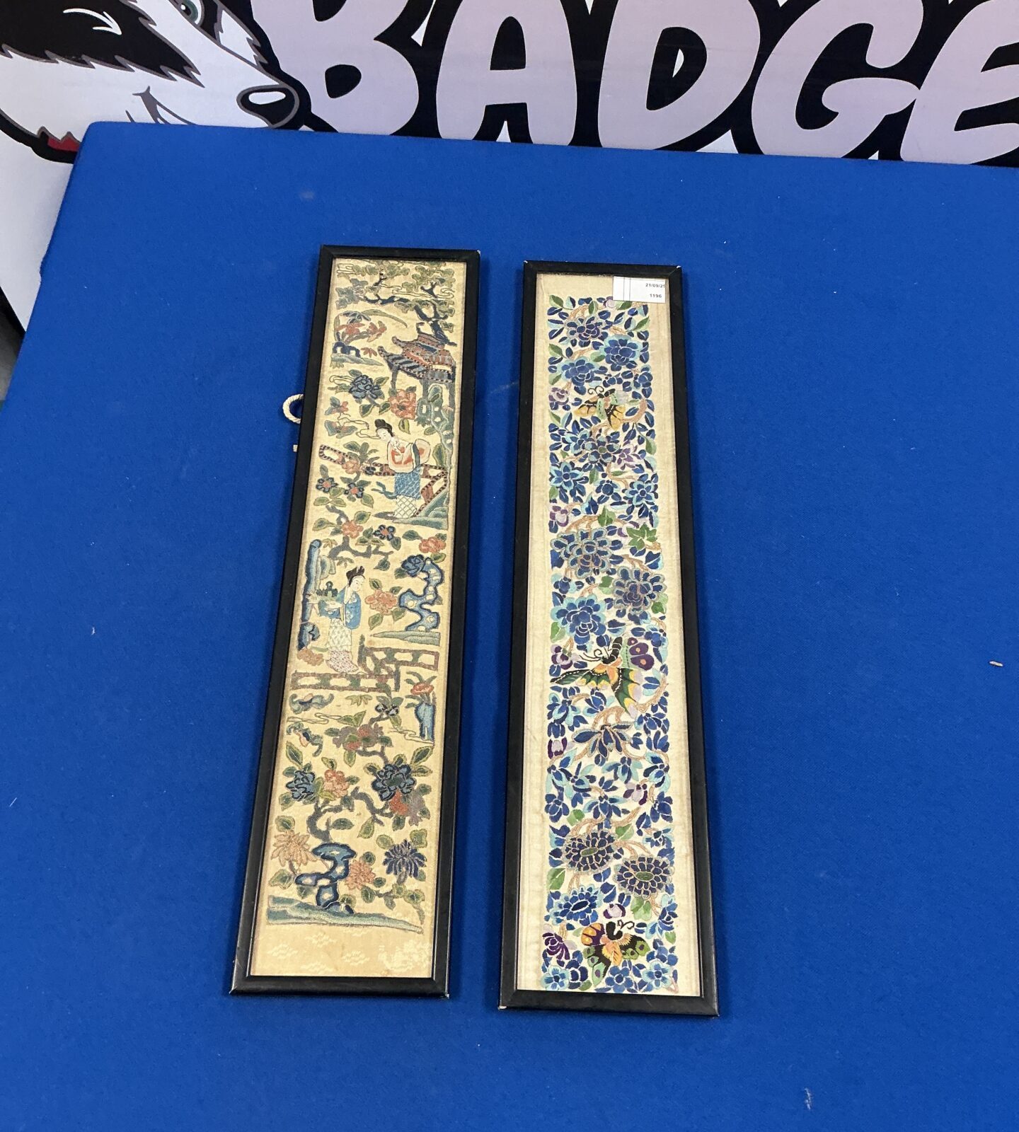 Two vintage framed Japanese Silk prints