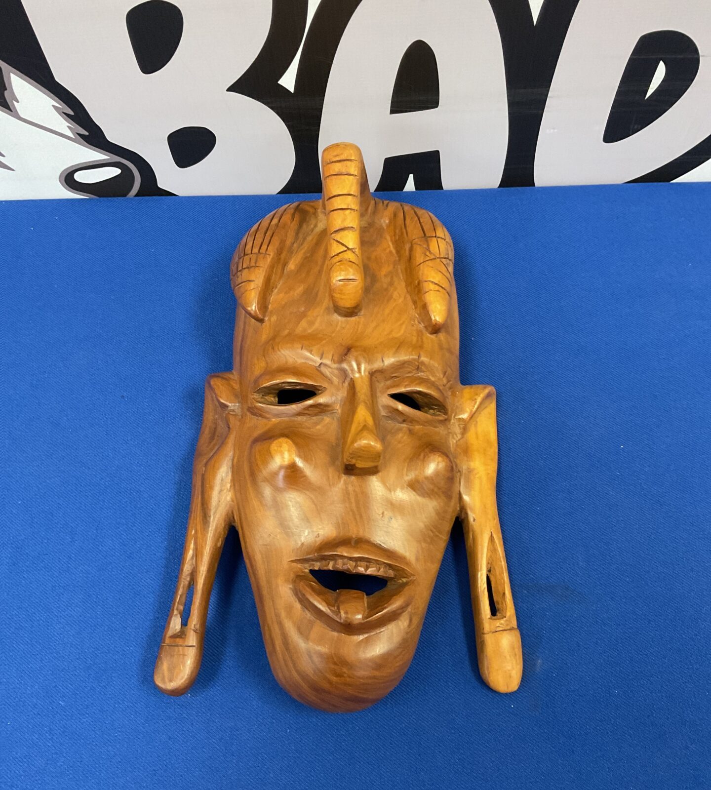 Carved African hardwood maasai warrior mask