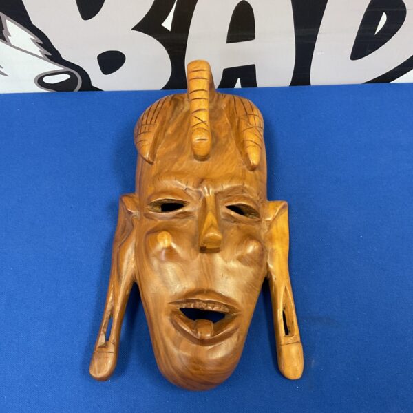 Carved African hardwood maasai warrior mask