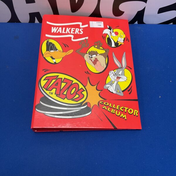 Front cover of a vintage Walkers Tazos album featuring Looney Tunes characters.