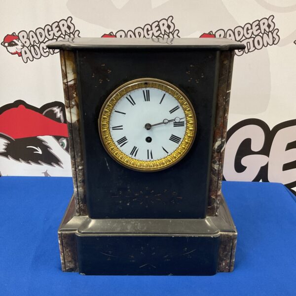 Large Victorian slate & marble mantle clock (no key or pendulum)