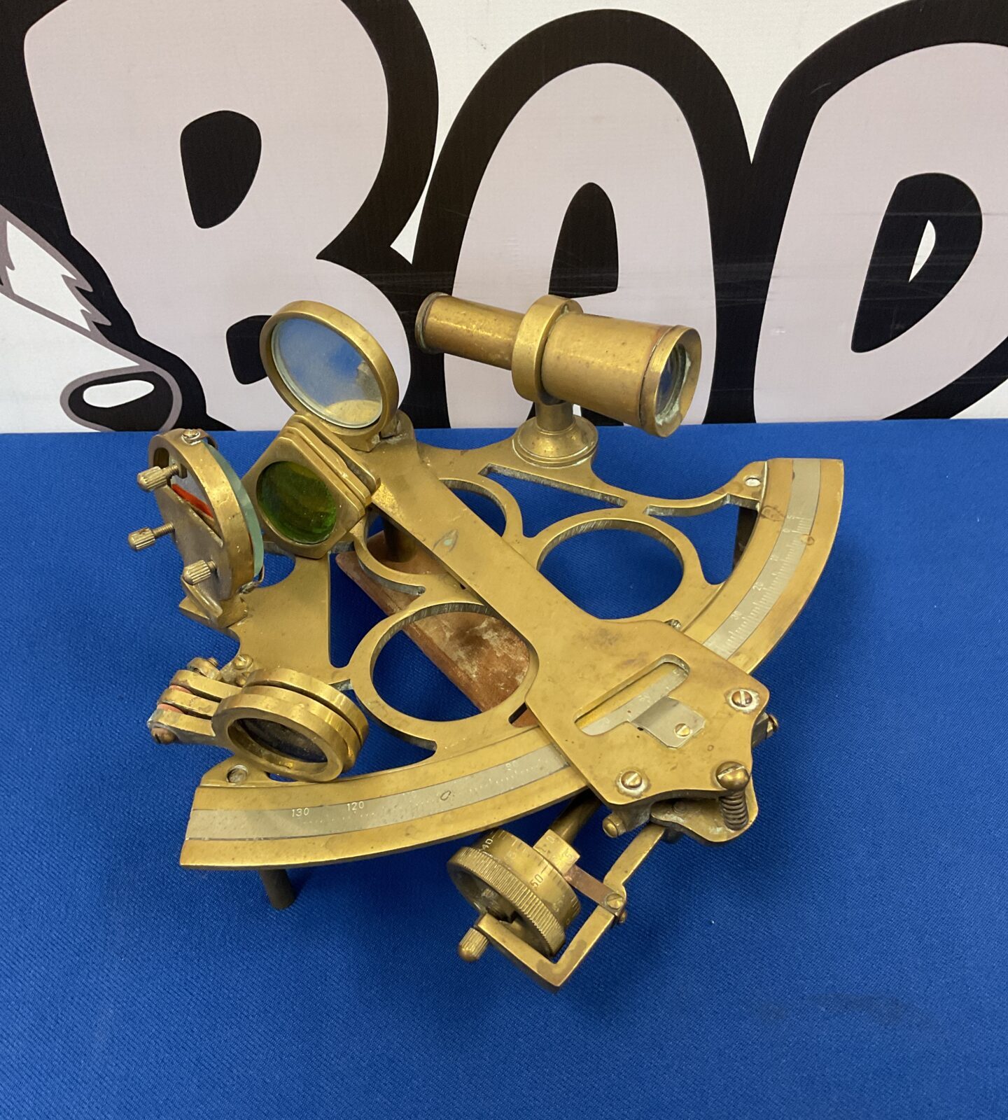 Vintage brass navigational sextant