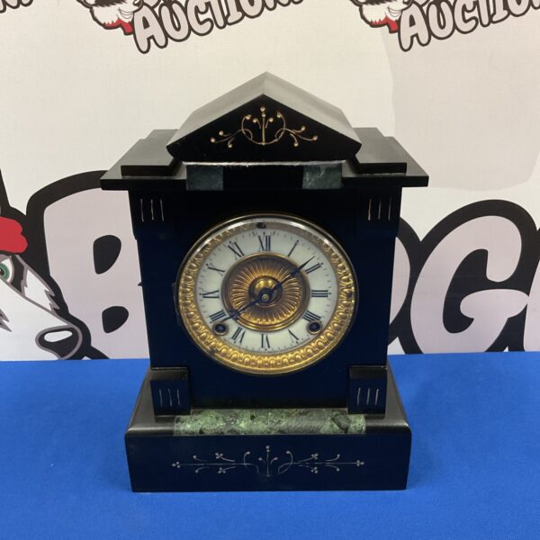1860 American Clock Co slate and marble Mantle clock Working With key