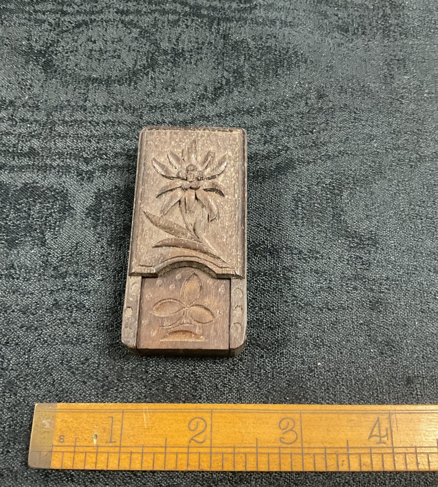 Antique Black Forest carved wooden edelwiess Pocket Thermometer