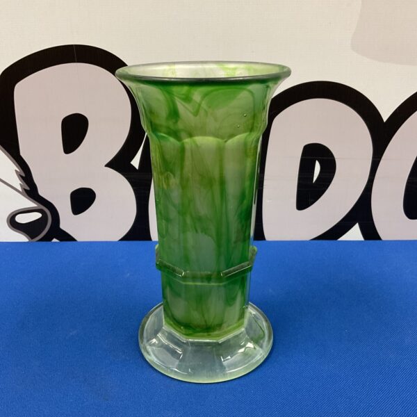 antique green cloud glass vase
