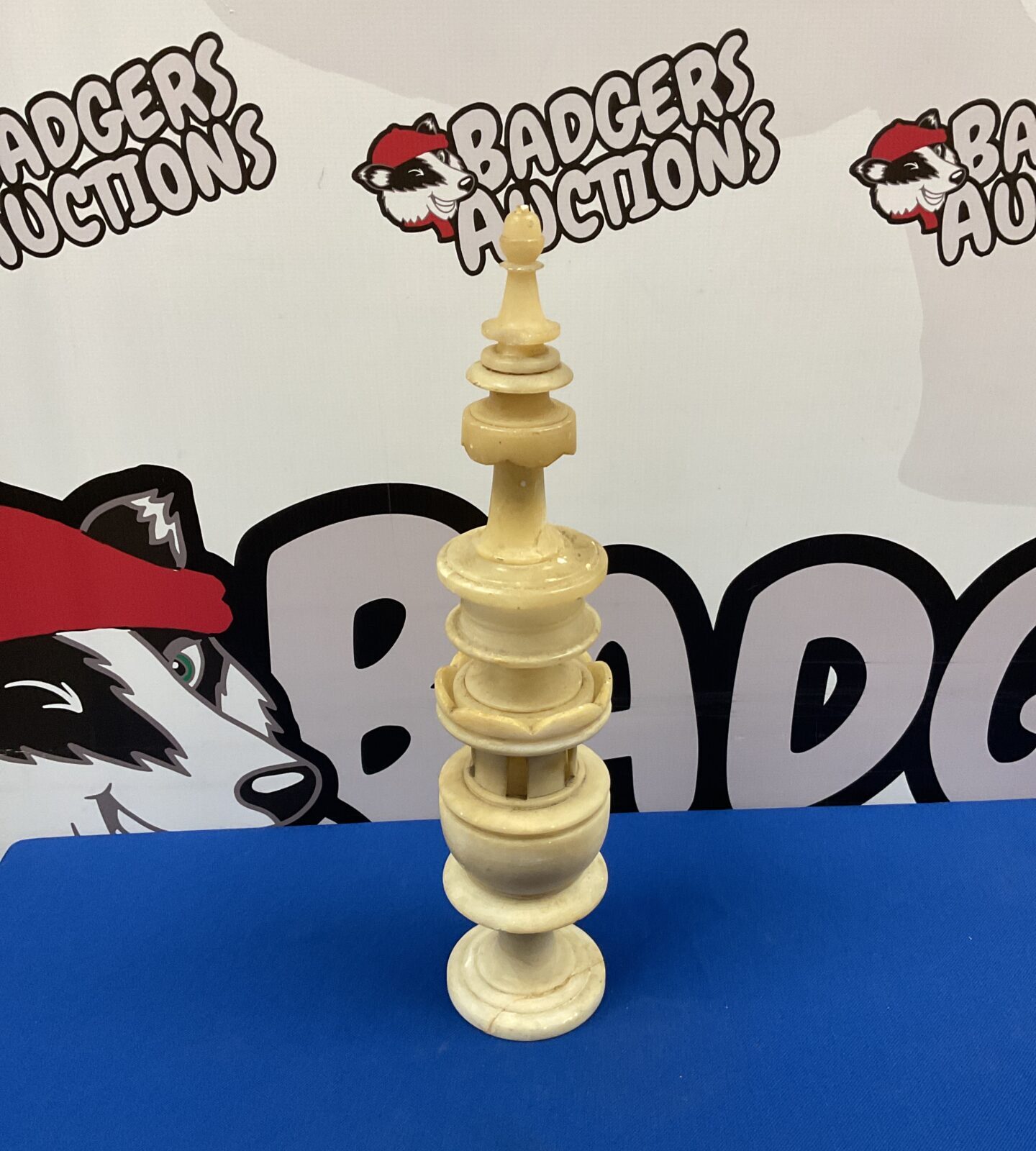 14” tall alabaster victorian chess piece