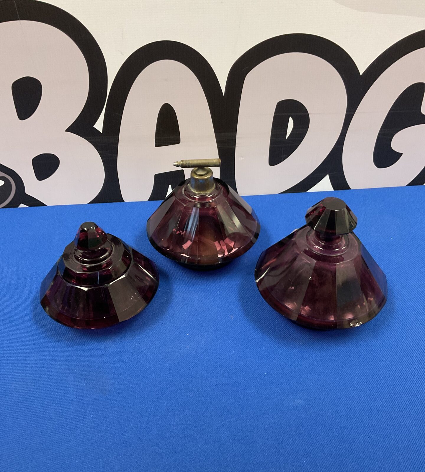 Vintage cranberry glass scent bottles & attomizer