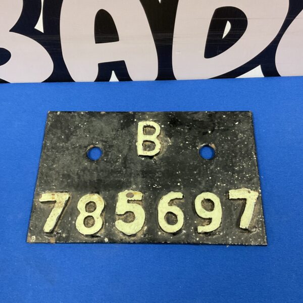 Vintage cast iron train registration number plaque signed andrew & philip avery