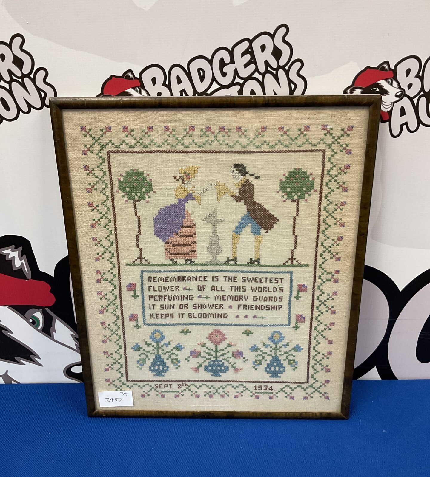1934 dated poem sampler embroidery
