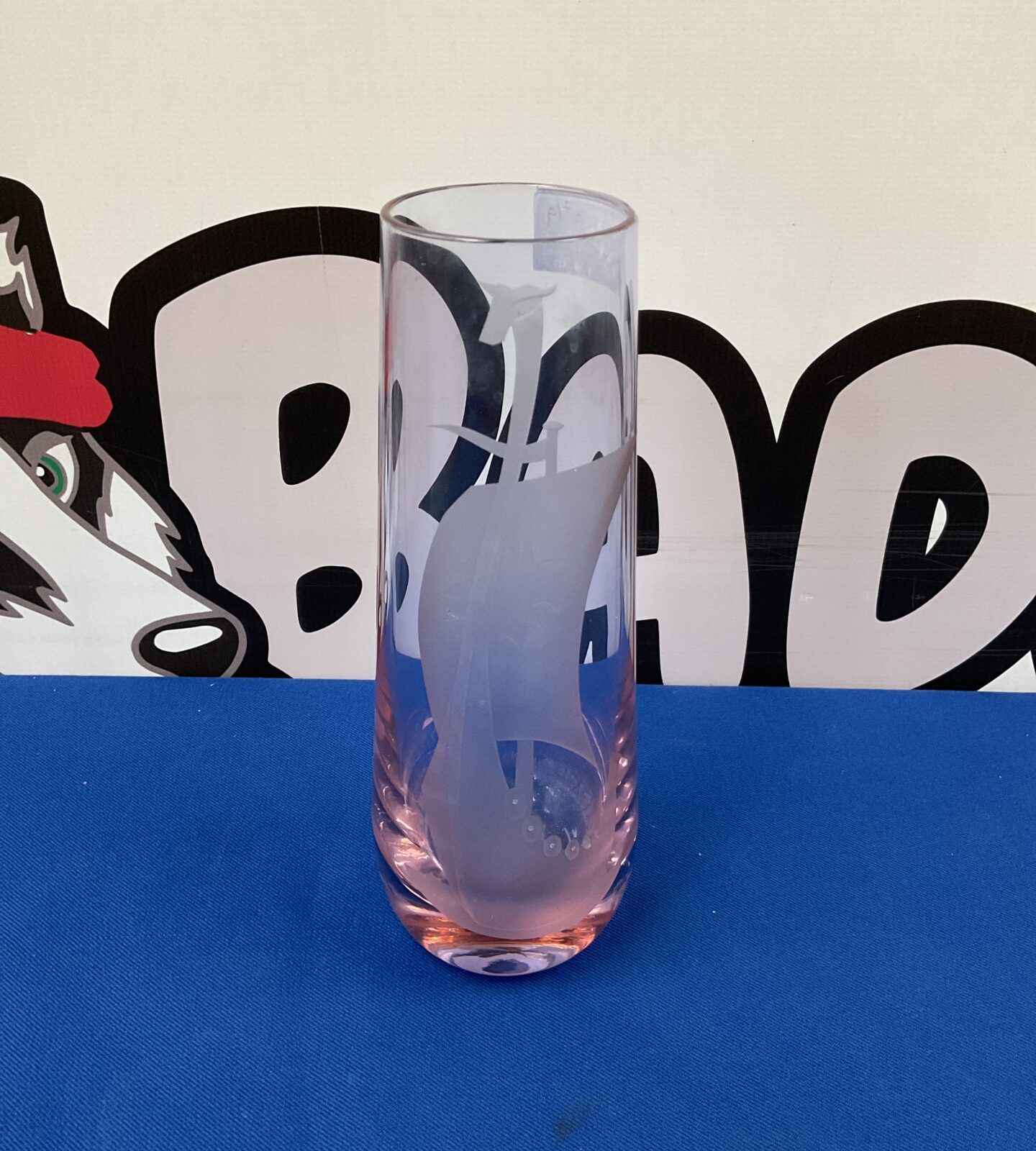 Caithness viking longboat pink glass 9” vase