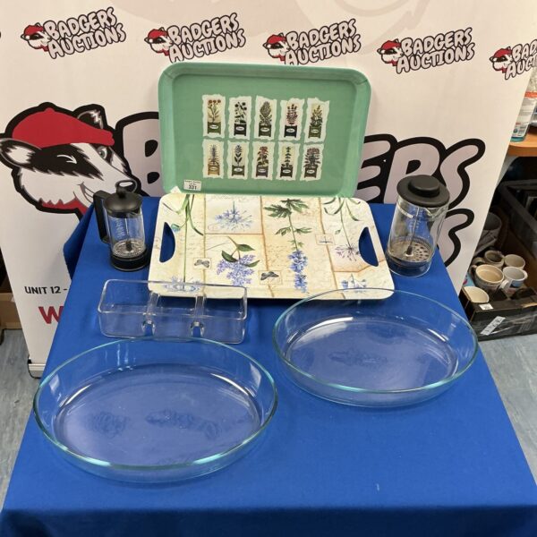 Selection of kitchen items inc large serving tray