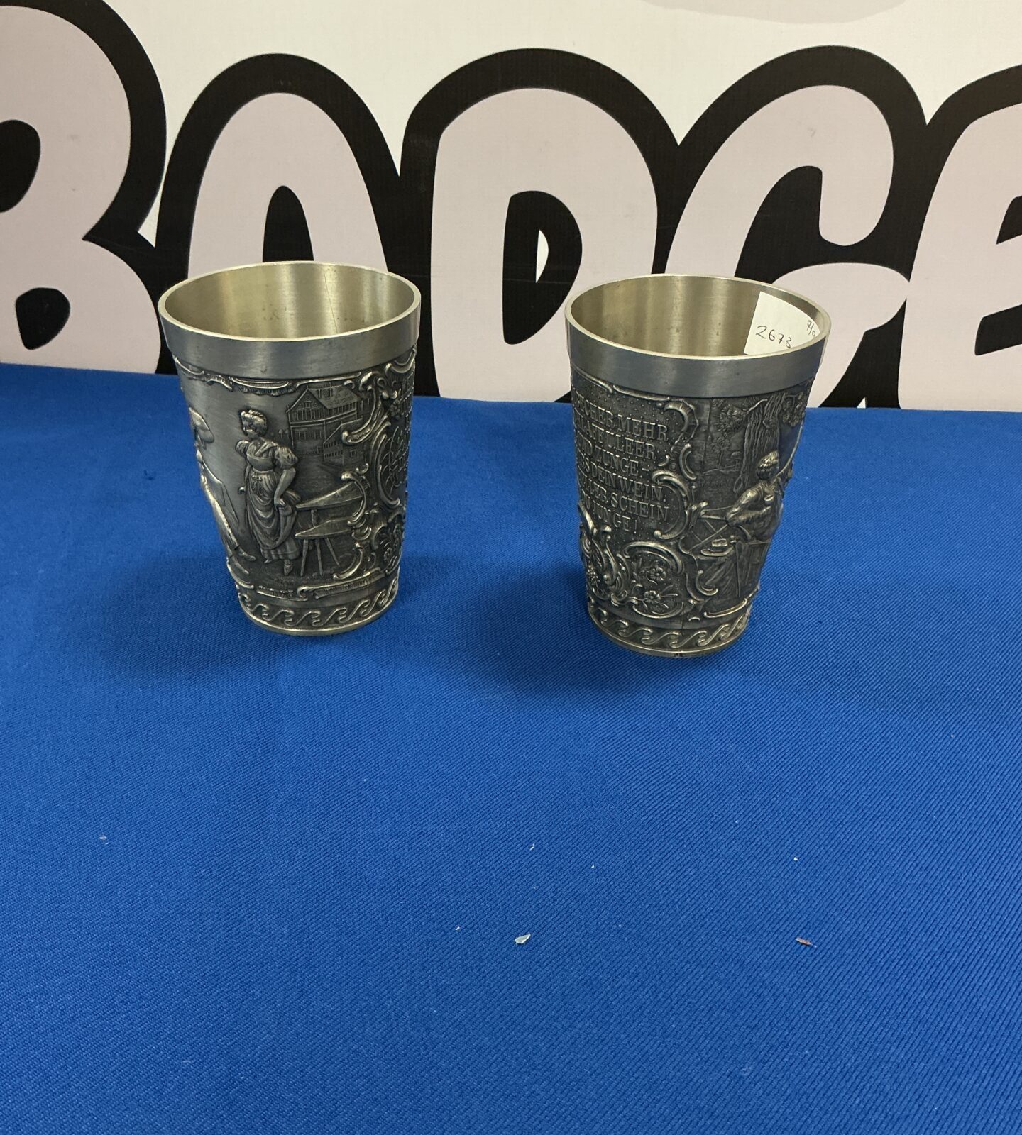 Two pewter tumblers