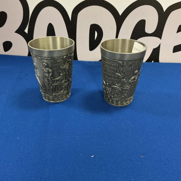 Two pewter tumblers