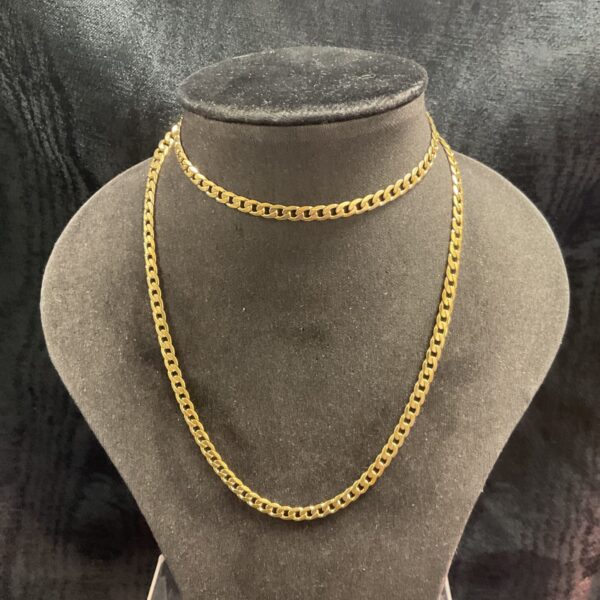 Yellow metal curb link chain 24” necklace