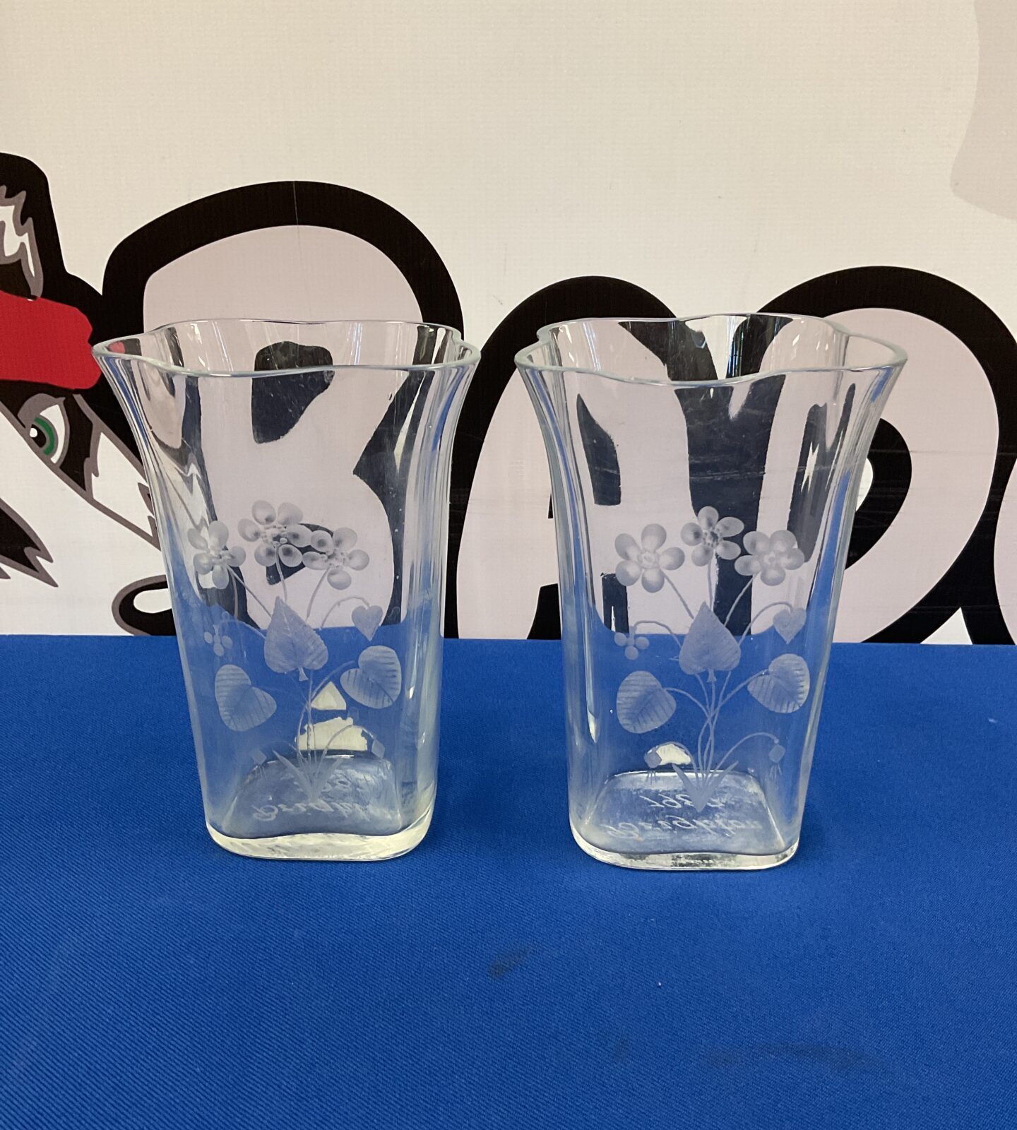 Pair of leek crystal kvalute vases