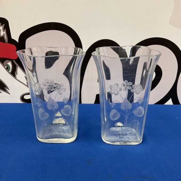 Pair of leek crystal kvalute vases