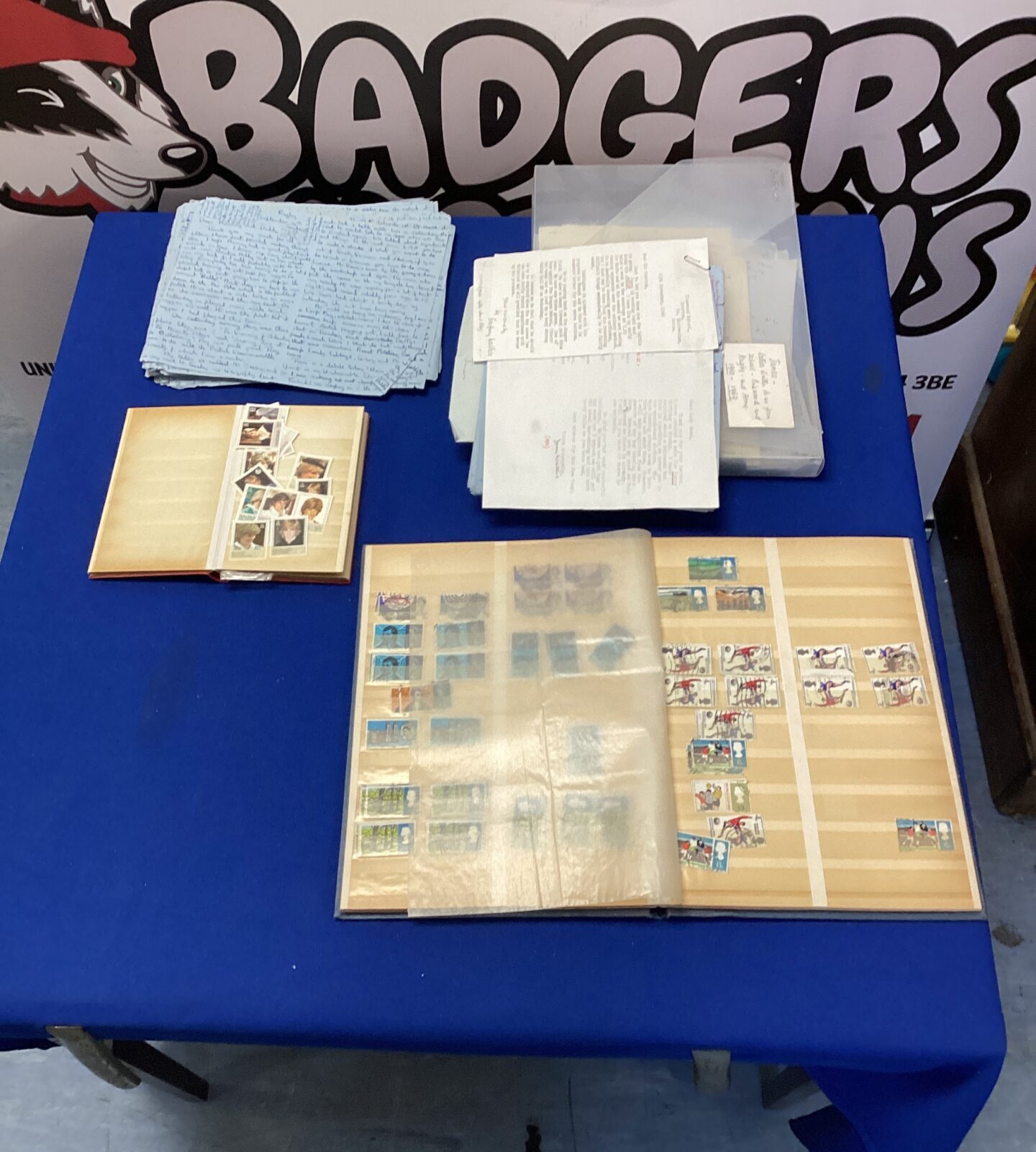 Two stamp albums & folder of old letters with stamps