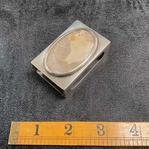 Antique Chester silver matchbox holder with photo frame.