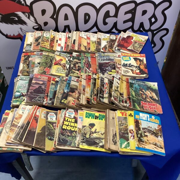 Lot of vintage British boys comics including Wild West and Commando.