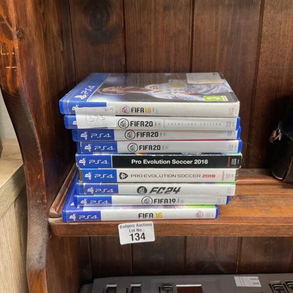 Collection of playstation 4 football games incl. fifa, FC, and pro evolution soccer