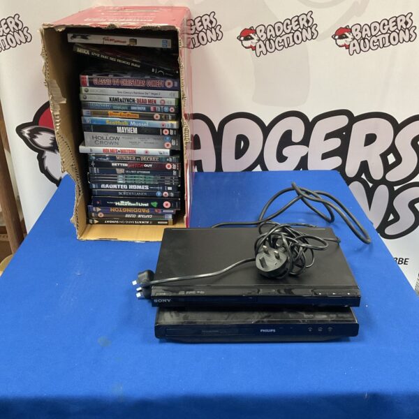 DVD players and DVD collection lot for sale.