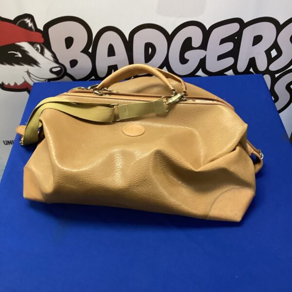 Vintage beige leather DJ Paris holdall travel bag