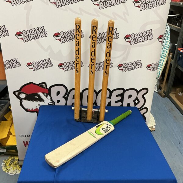 Set of Cricket Stumps with junior kookaburra bat