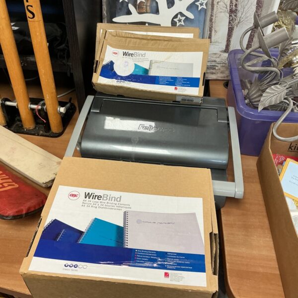 Fellows Quasar wire book binder, vintage office stationery.