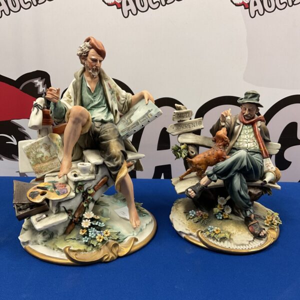 Two capodemonte italian porcelain figurines including artist & hobo