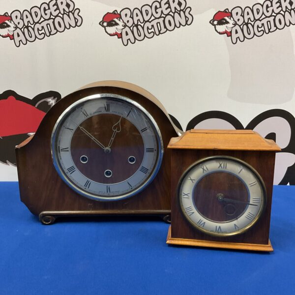 Two mid century mantle clocks including the alexander clark co
