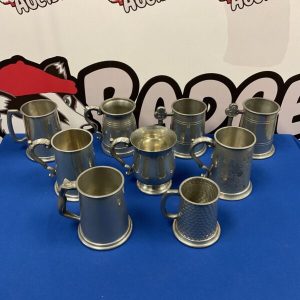 Collection of pewter tankards