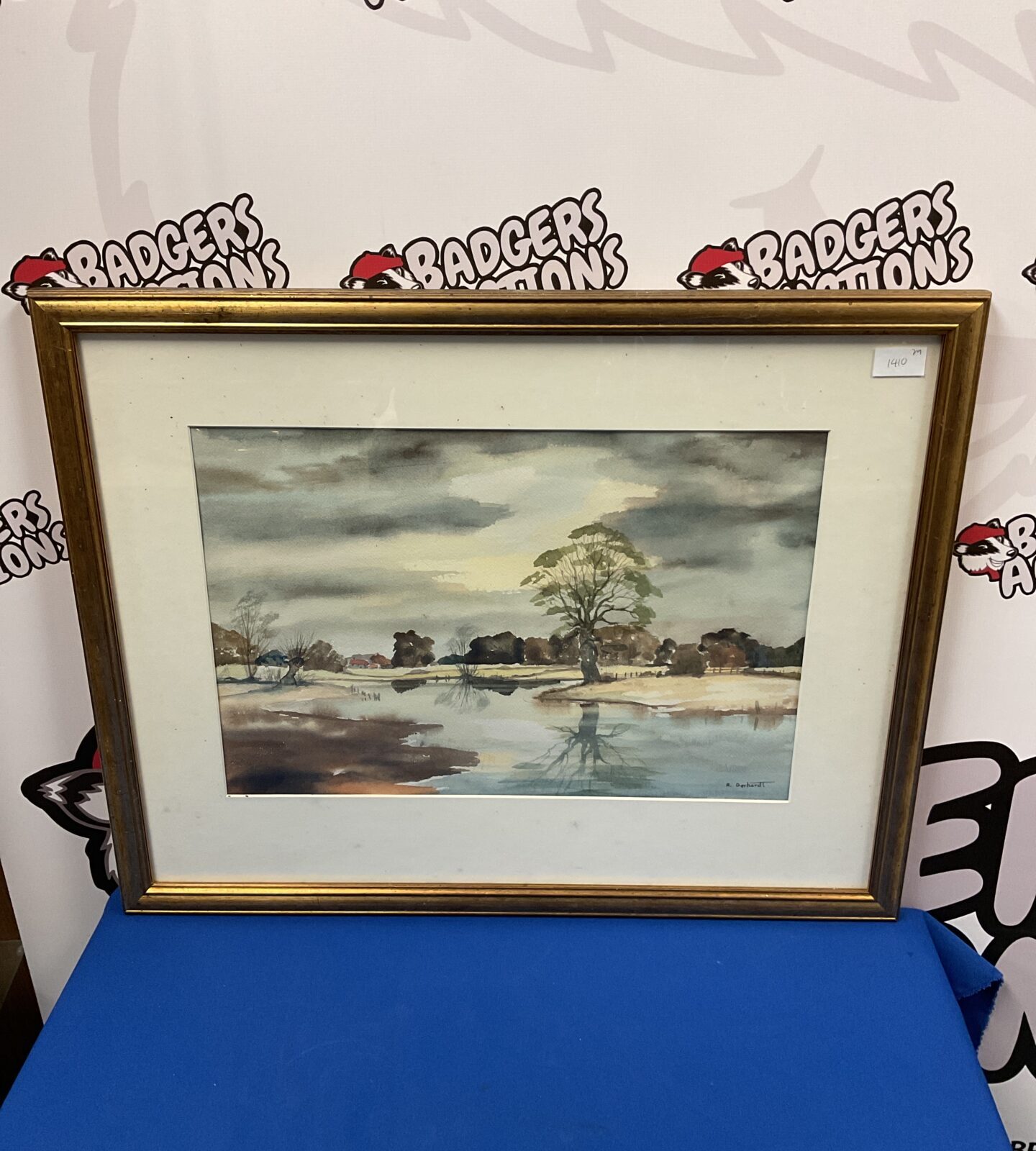 R gerhardt watercolour of a country lake scene