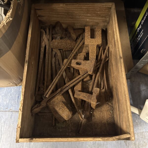 Box of vintage metalworkers tools