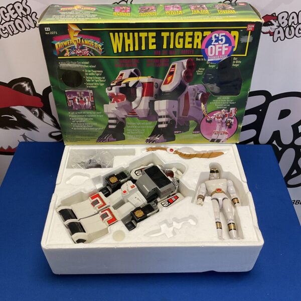 Retro 1993 Saban Bandai Power Rangers White Tigerzord And White Ranger Playset With Insert And Manual