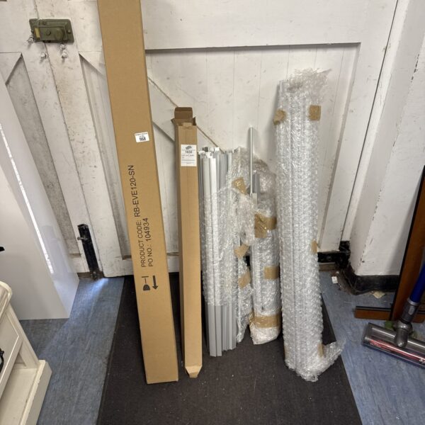 Assorted aluminium poster frame parts in a large quantity.