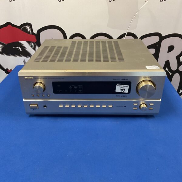 Silver Denon AVR-2802 AV receiver for home theater setup.