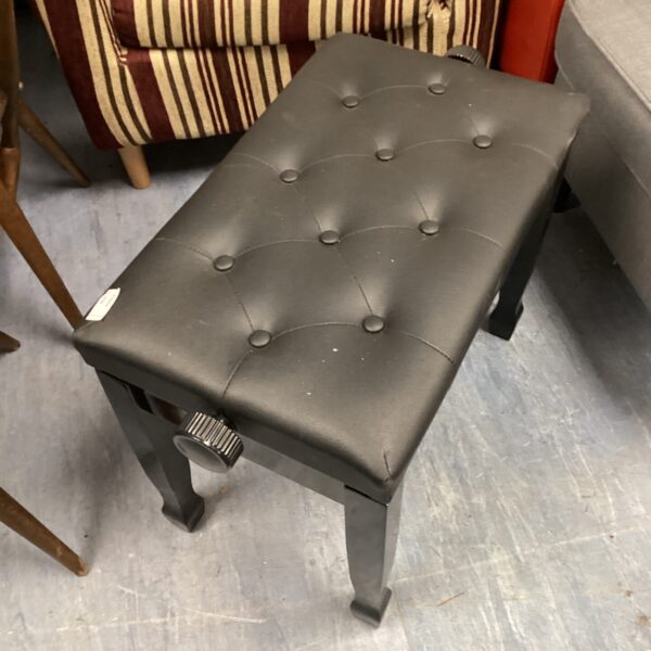 Black leather height adjustable piano stool