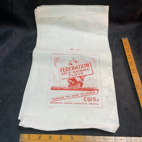 Five Wartime Federation Self raising flour C W S Calico Bags