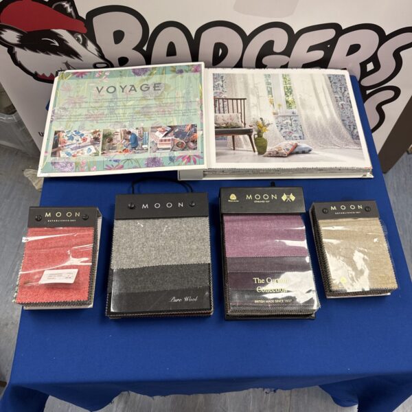 Voyage fabric sample booklets for interior design projects.