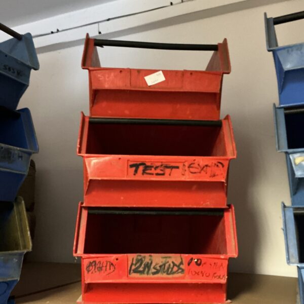 Three heavy duty workshop storage trays