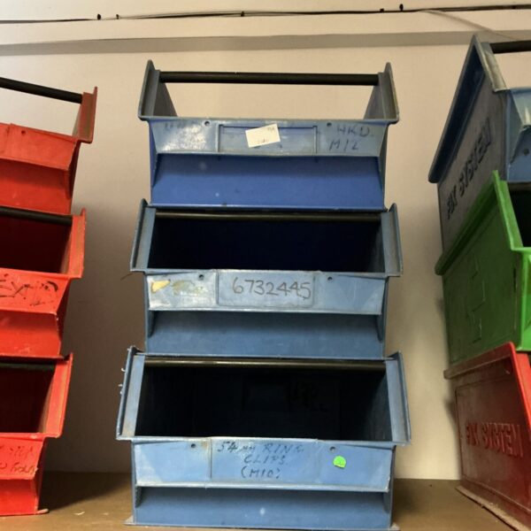 Three heavy duty workshop storage trays