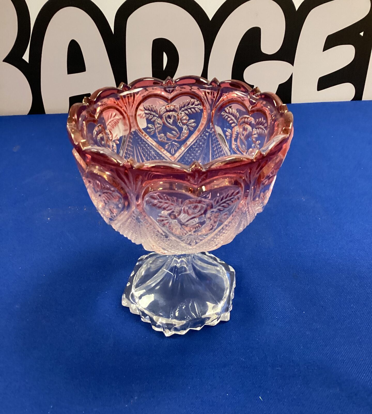 Antique cranberry glass pedestal vase