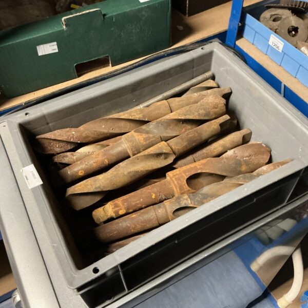 Tray of very large drill bits
