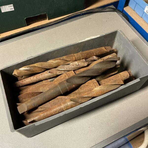 Tray of large drill bits