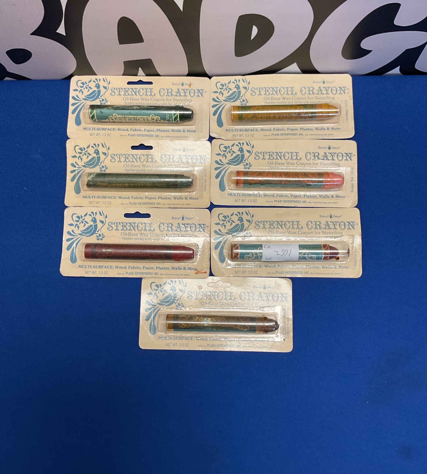 Selection of vintage plaid Stencil decor stencil crayons